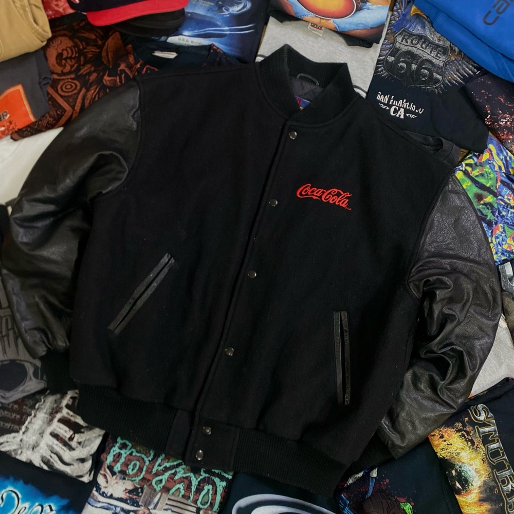 Vintage coca~cola 80’s leather jacket
